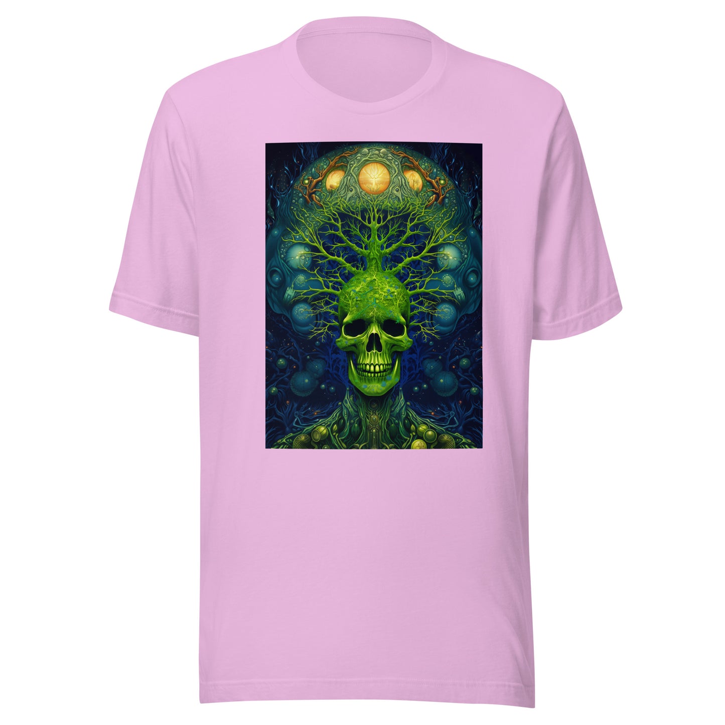 Green Alien SkelaTree Skull Fractal Unisex Tee