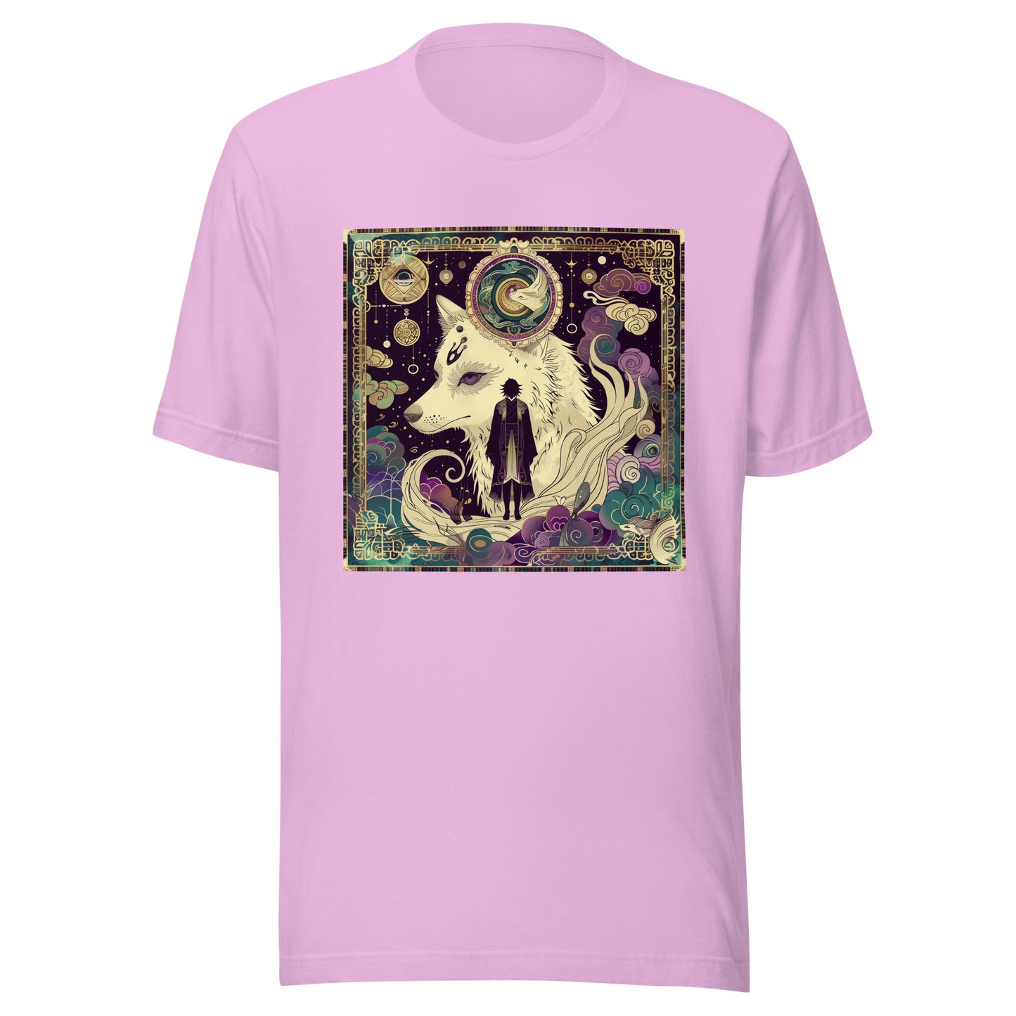 Purple Wolf Moon Bordered Man anime Swirl Unisex Tee