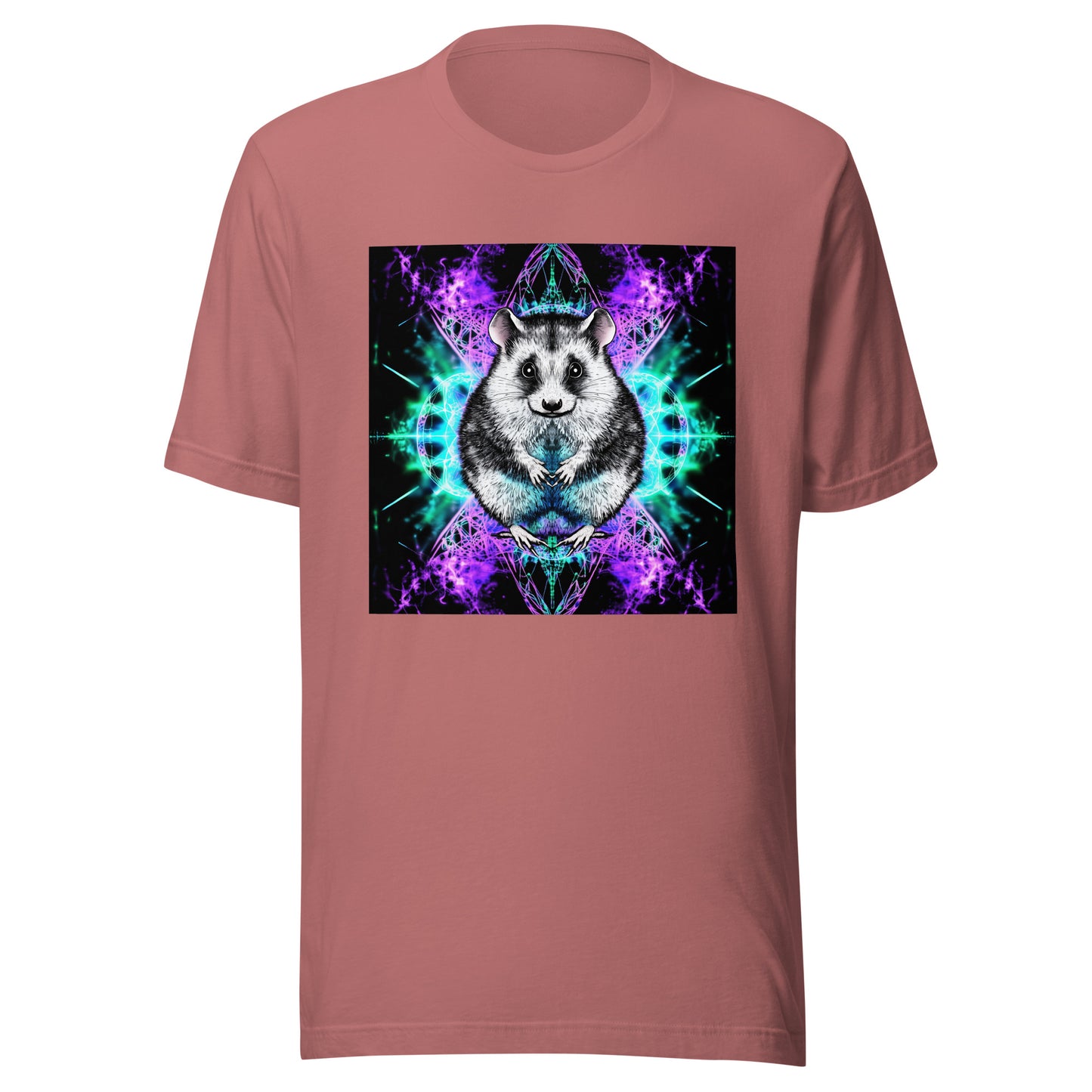 Purple Teal Opossum Fractal Reflection Festival Unisex Tee