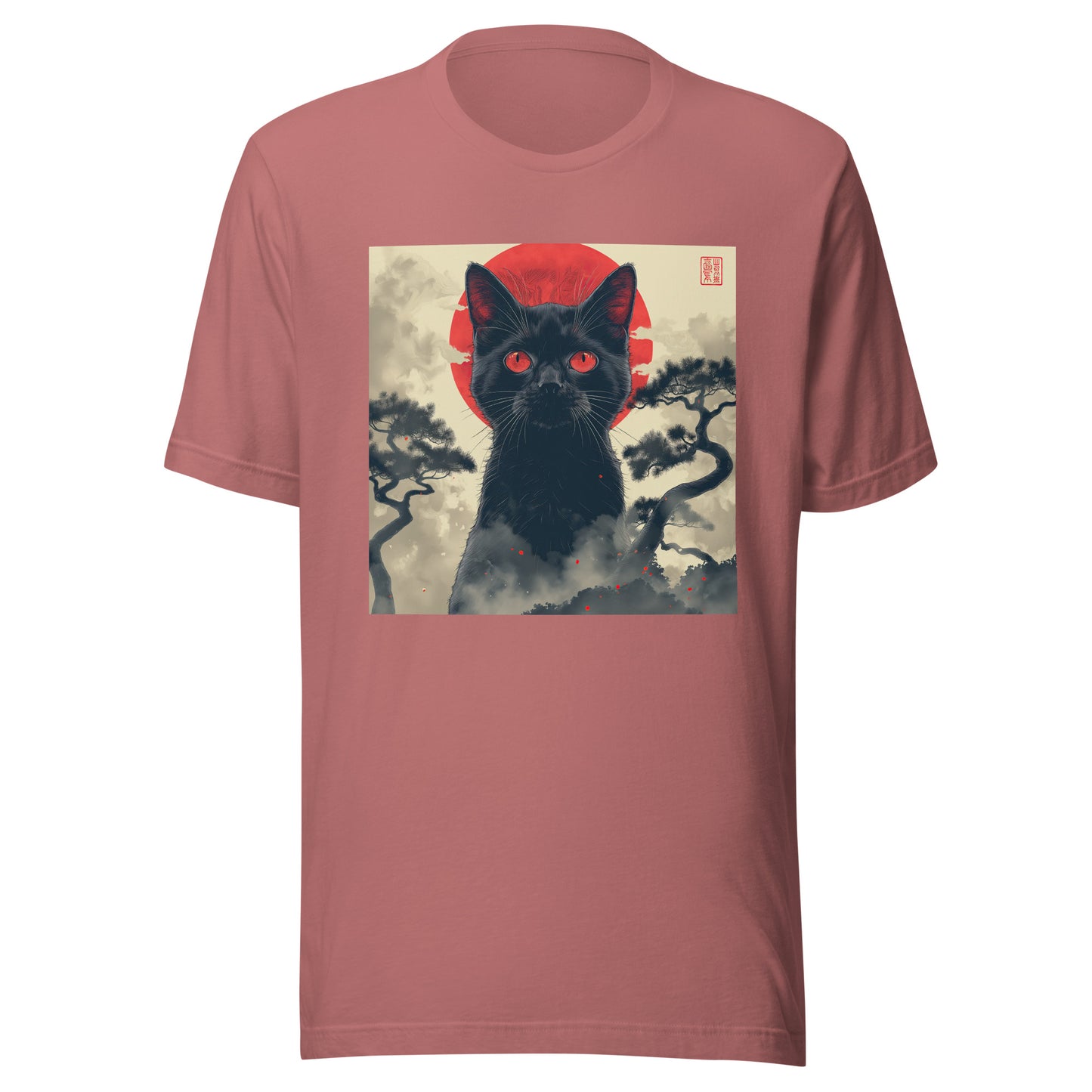 Cat Sepia Red Moon Unisex Tee