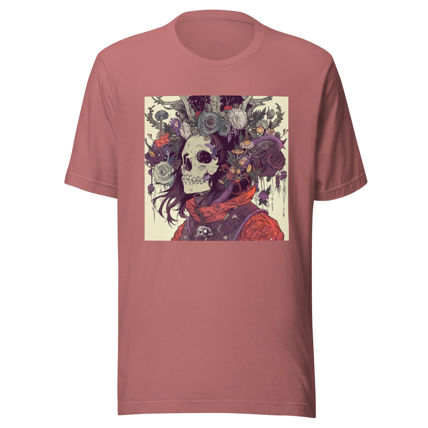 Skull Floral Sepia Warrior Tattoo Unisex Tee