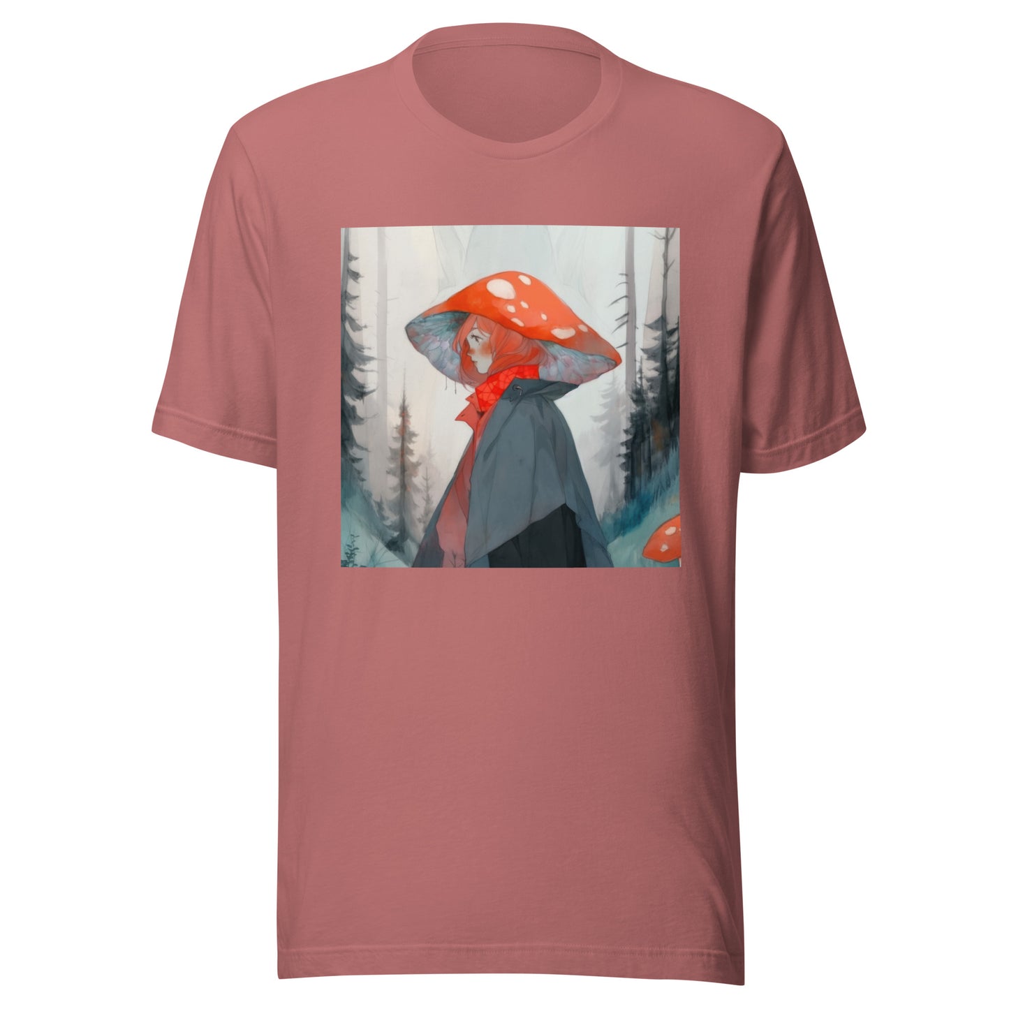 Shroom Misty Sky Trenchcoat Hat Lady Unisex Tee
