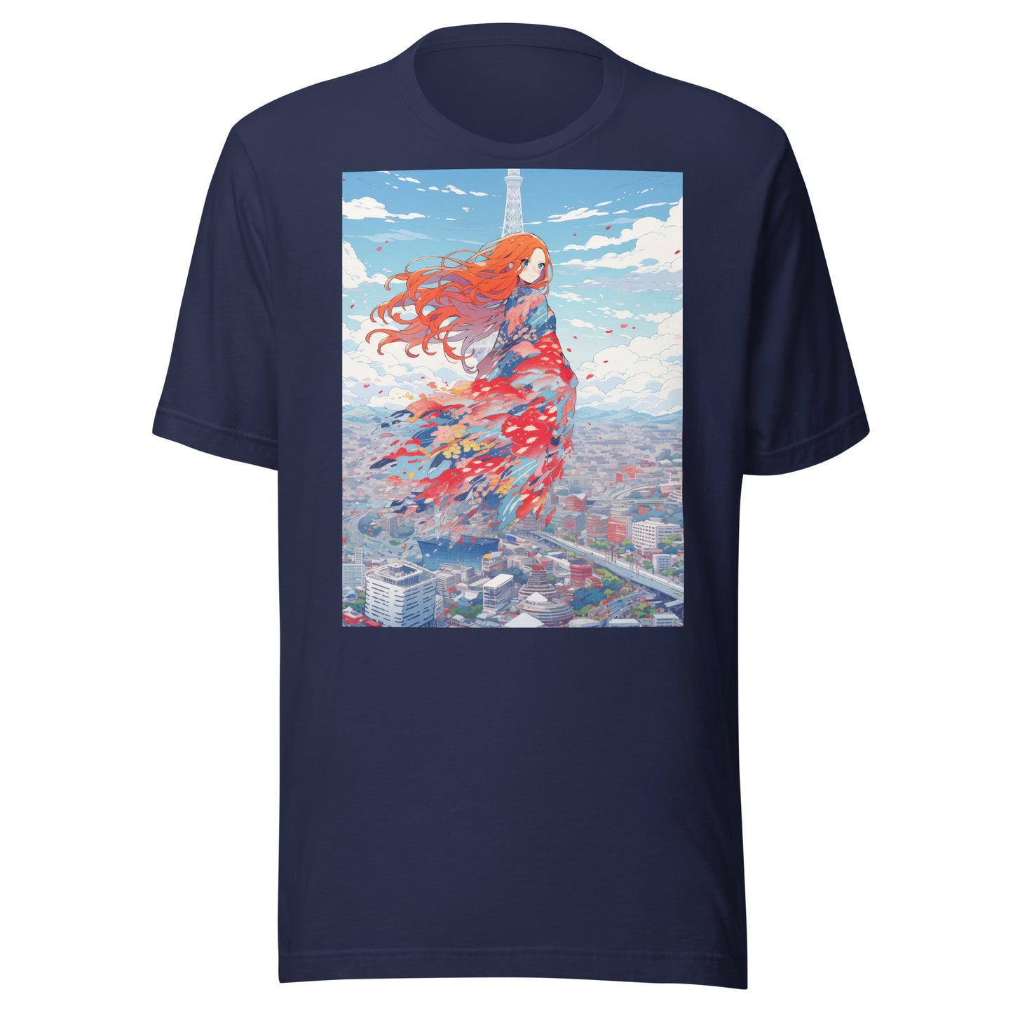 Petal City Anime blue Sky Orange Hair lady goddess