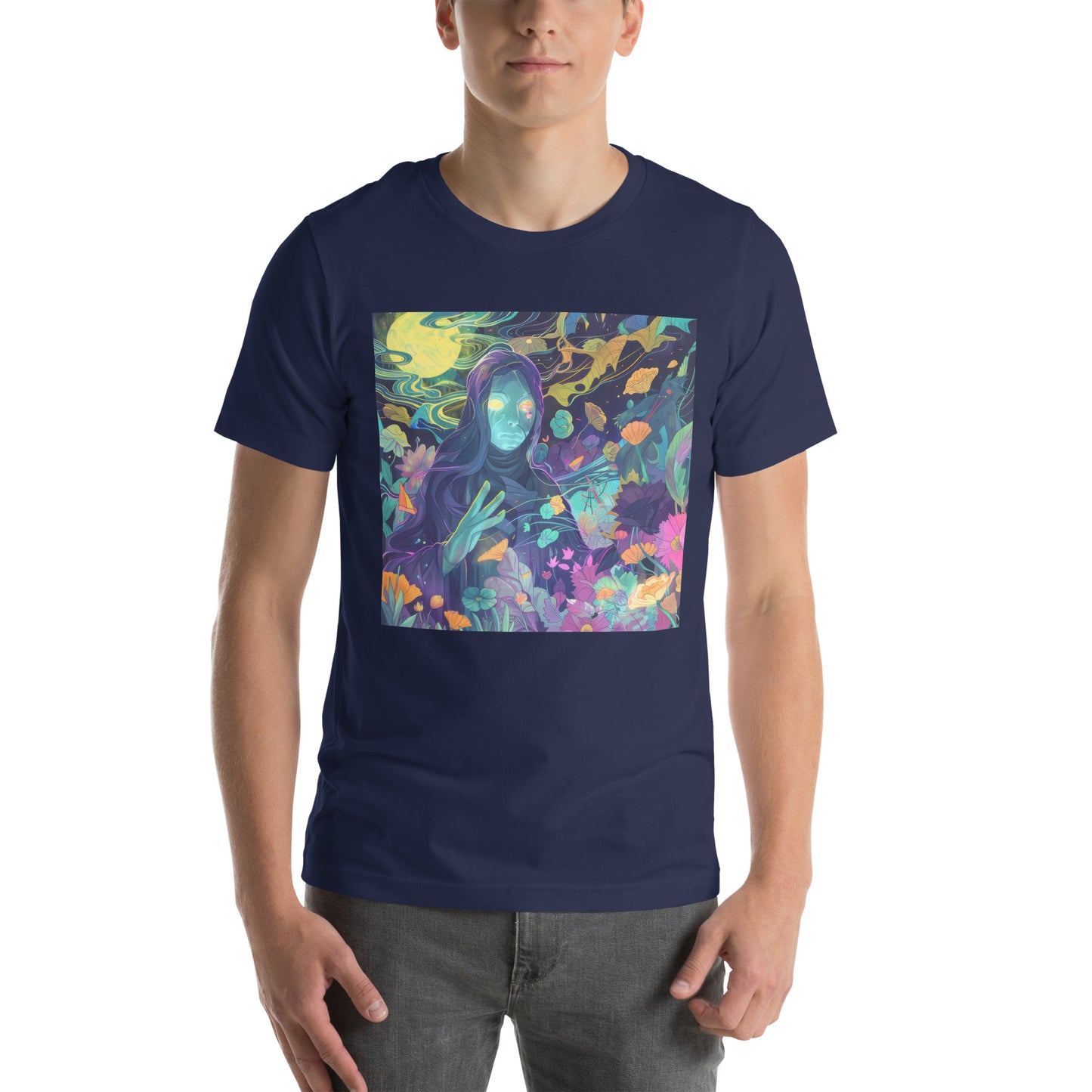 Cloaked Night Figure in Floral Garden Unisex Tee