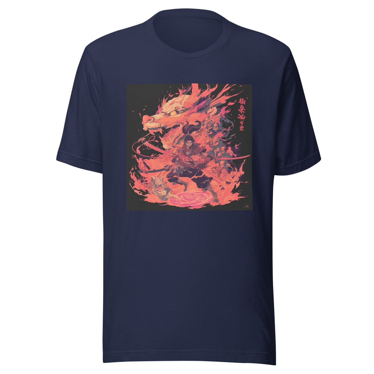 Red Screen Sword Dragon Yokai Samurai Water floor Unisex Tee