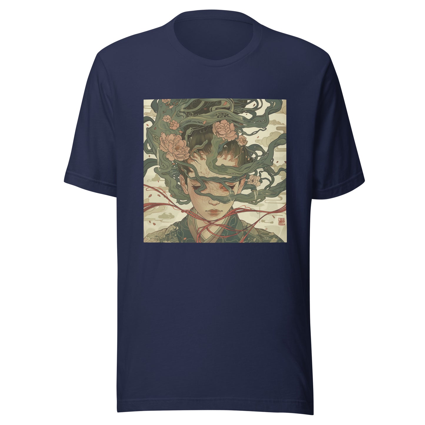 Green Snake Lady Goddess Japan Sepia Lotus Ribbons