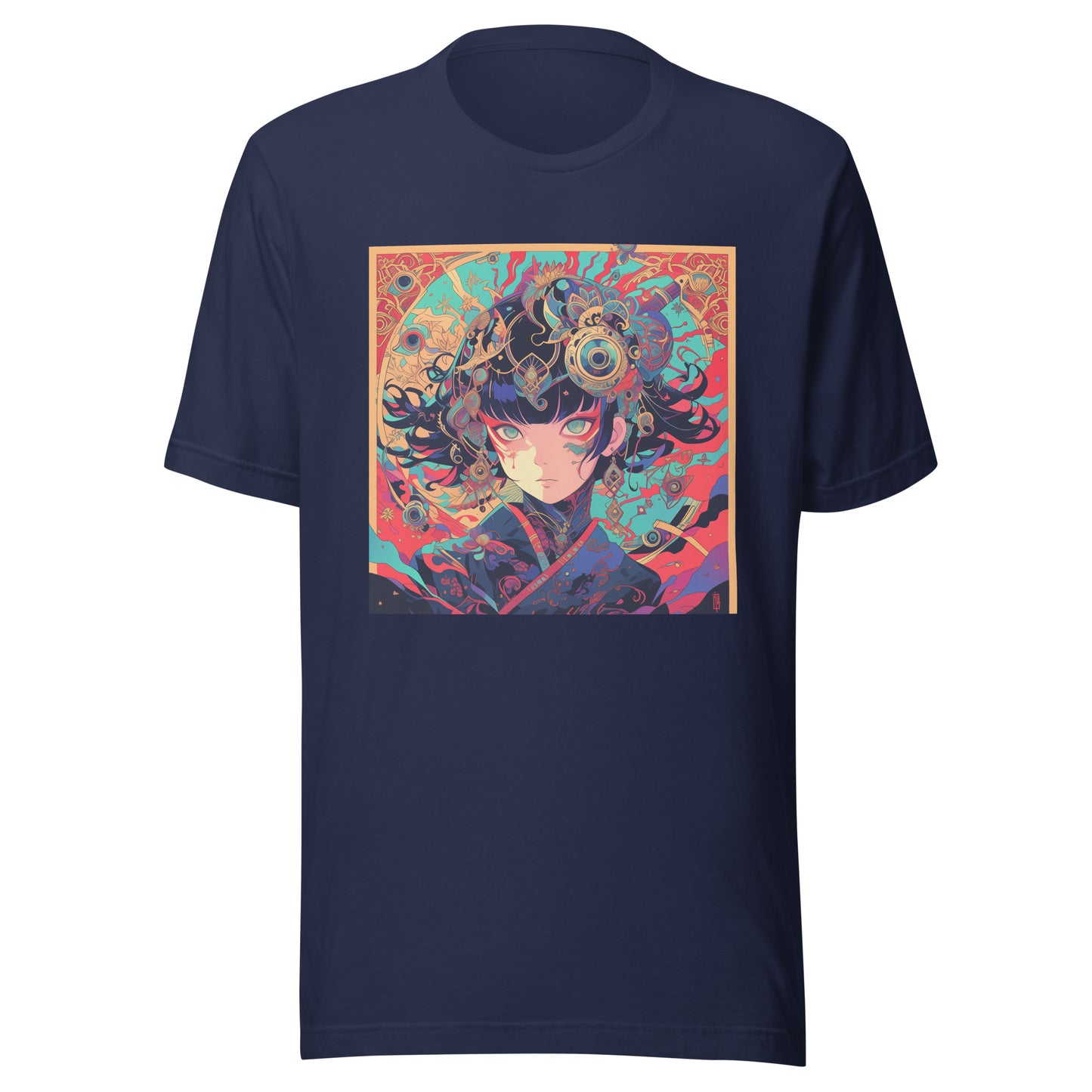 Red Fractal Kimono Anime Avant Lady hot colors Teal Moon Unisex Tee