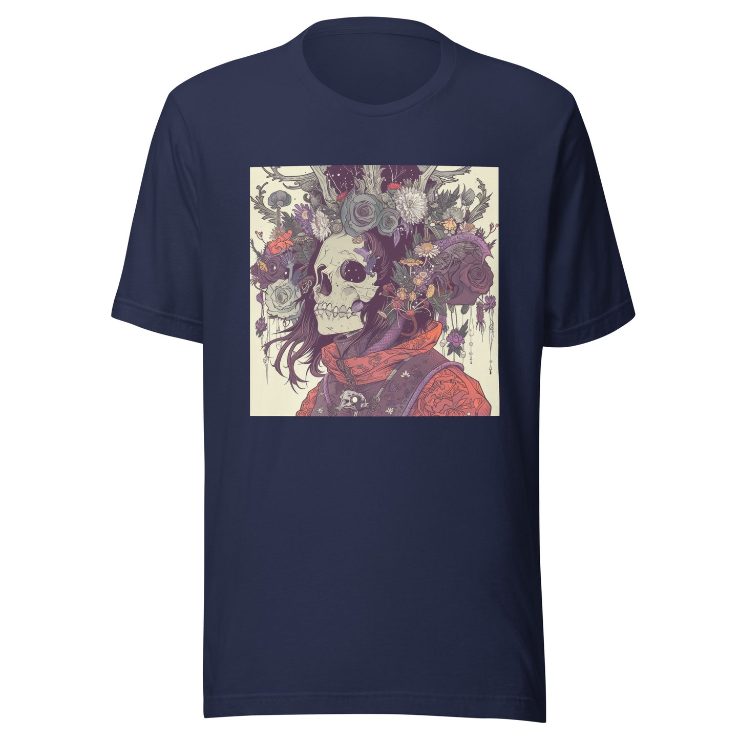 Skull Floral Sepia Warrior Tattoo Unisex Tee