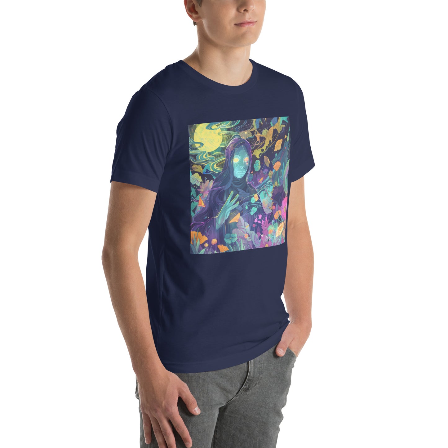 Cloaked Night Figure in Floral Garden Unisex Tee