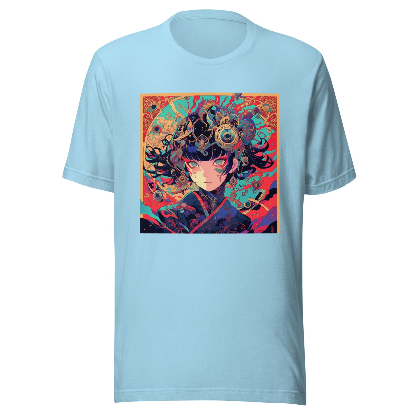 Red Fractal Kimono Anime Avant Lady hot colors Teal Moon Unisex Tee