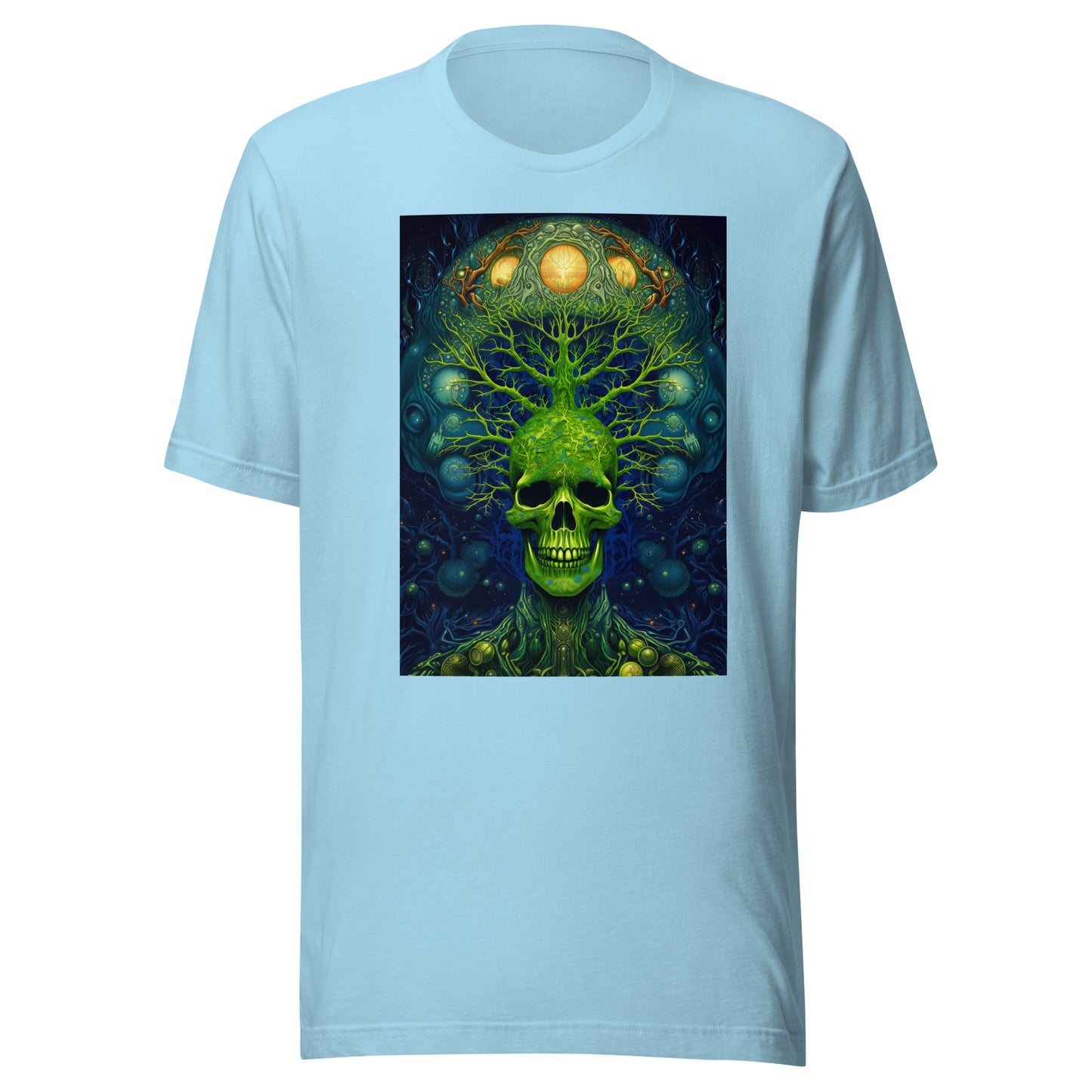 Green Alien SkelaTree Skull Fractal Unisex Tee