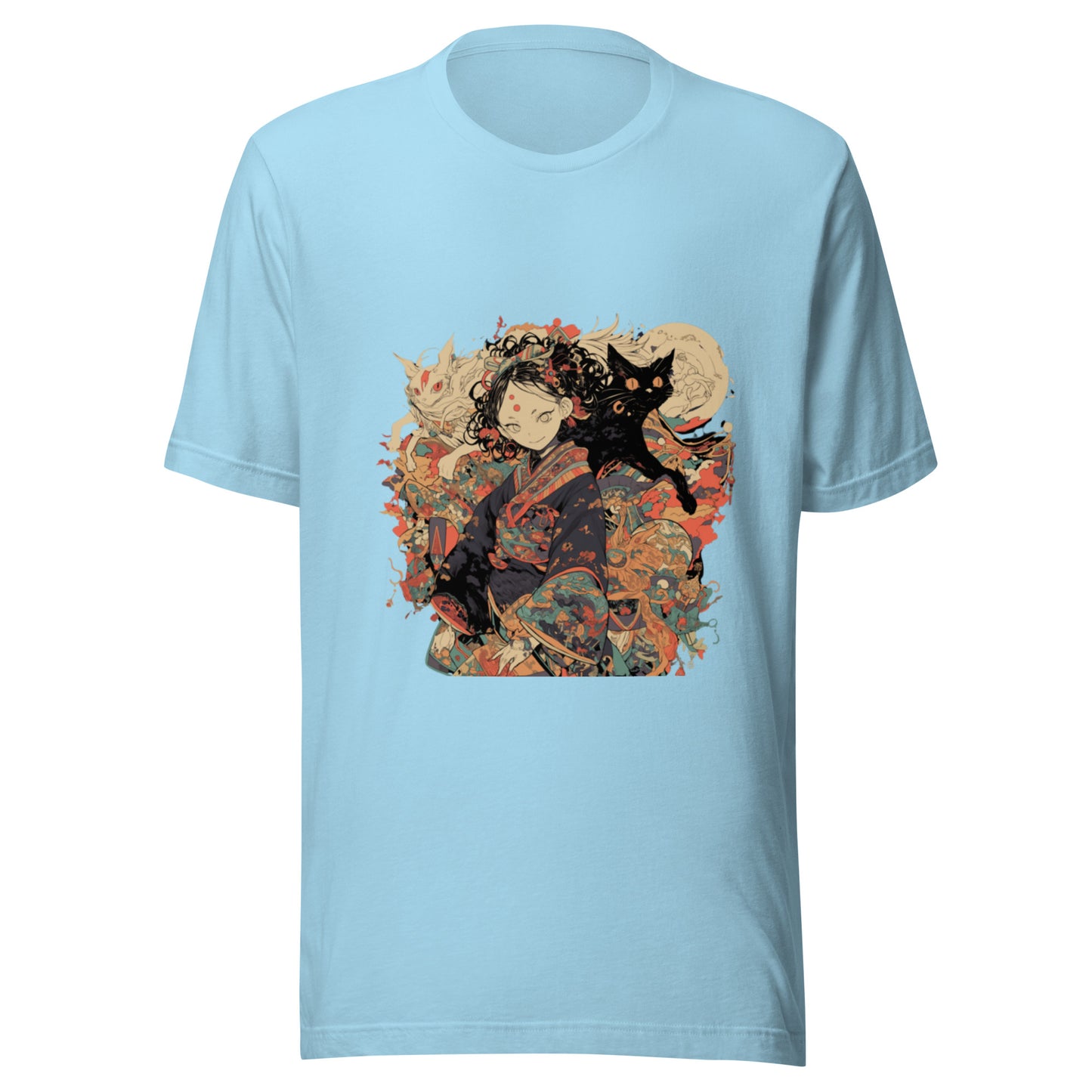 Sepia Scroll Cat Fox anime Yokai Girl Unisex Tee
