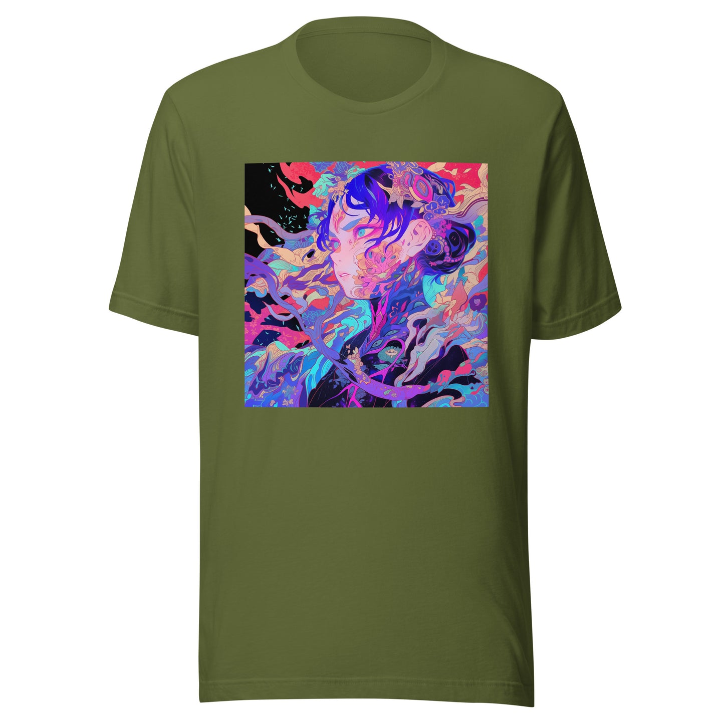 Fractal Kaleidescope Avant Anime lady Uv Neon Unisex Tee