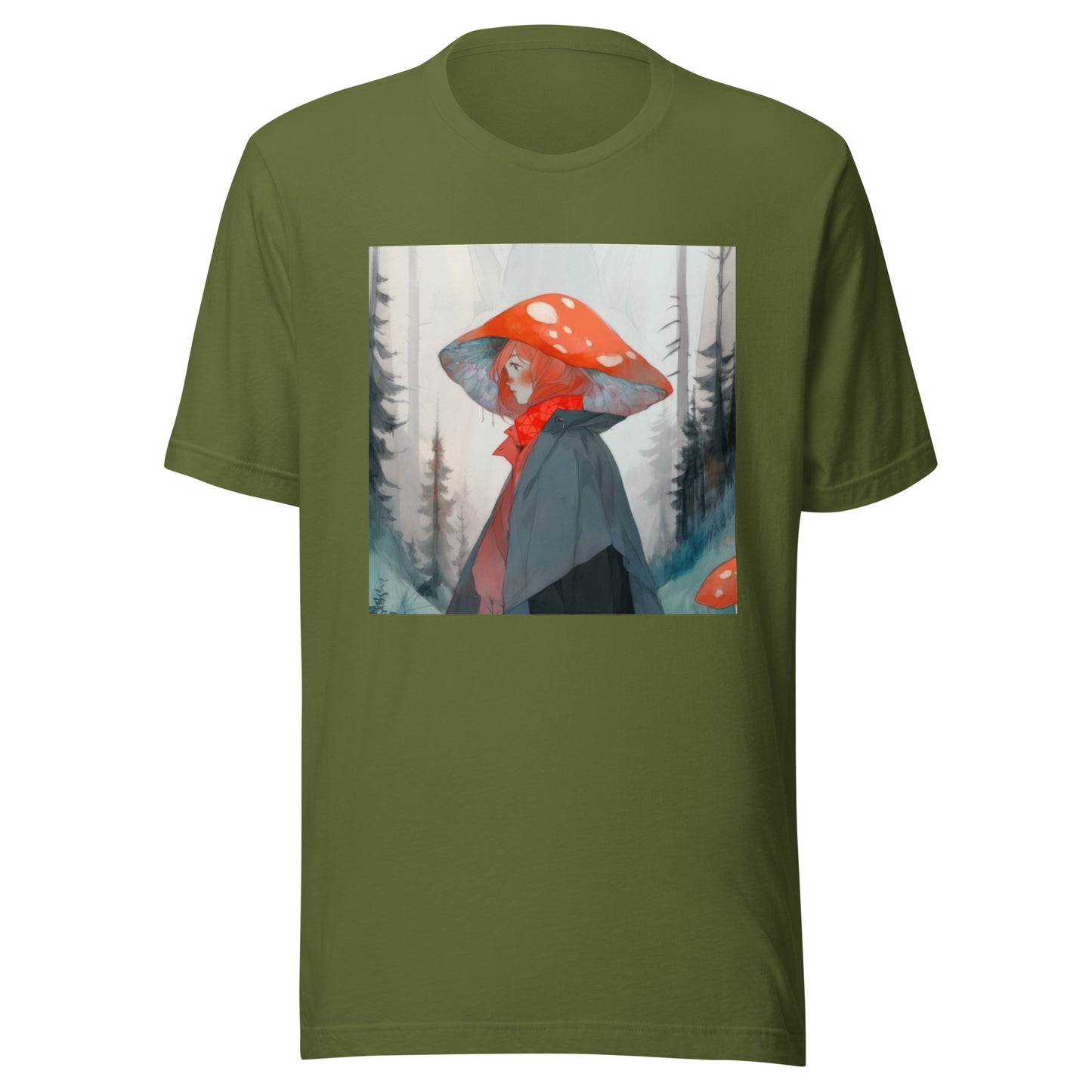 Shroom Misty Sky Trenchcoat Hat Lady Unisex Tee