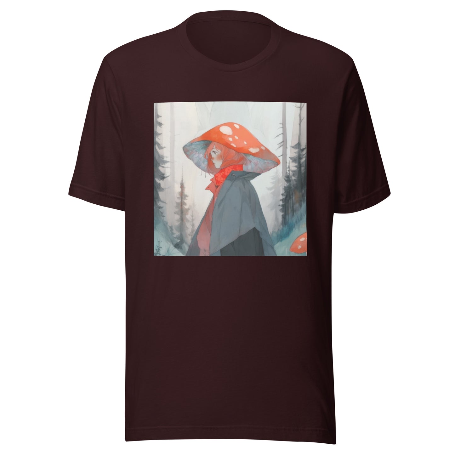 Shroom Misty Sky Trenchcoat Hat Lady Unisex Tee