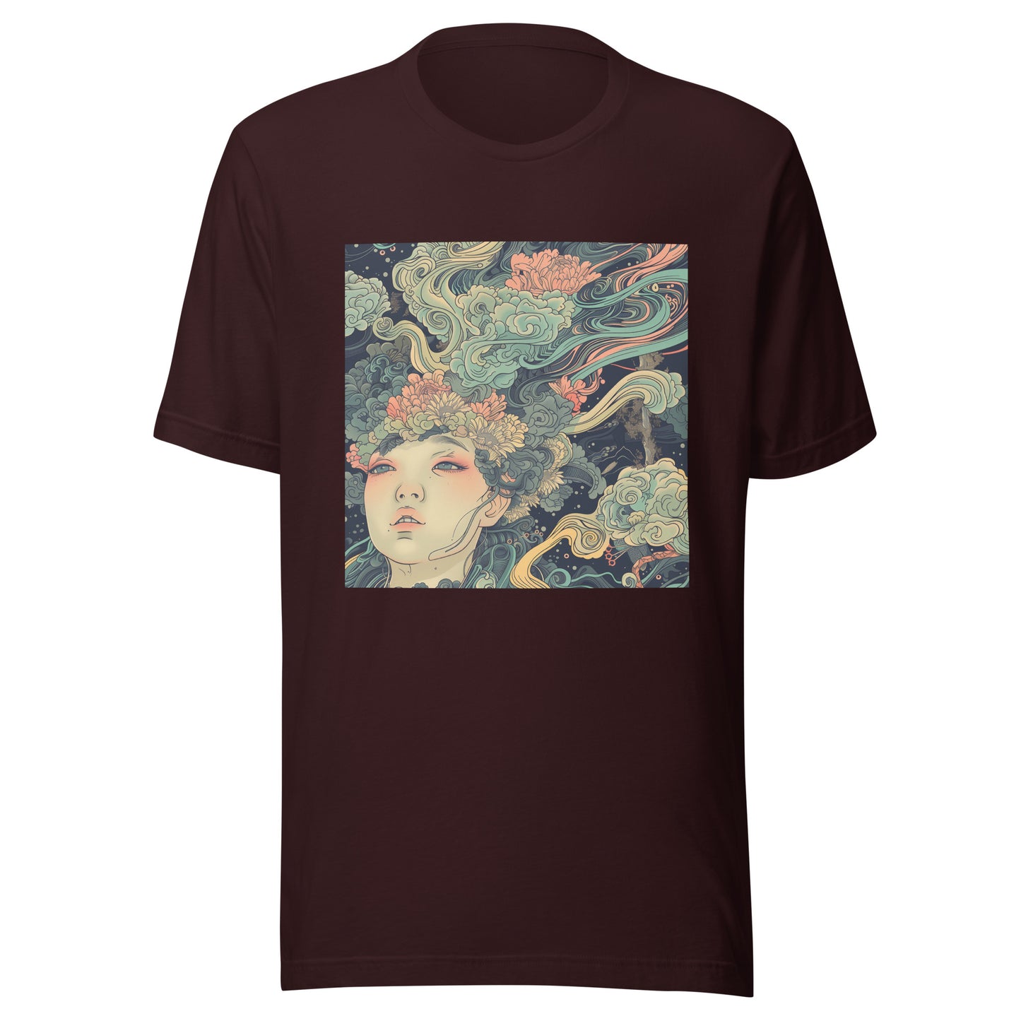 Japan Wave Floral Swirl Art Anime Unisex Tee