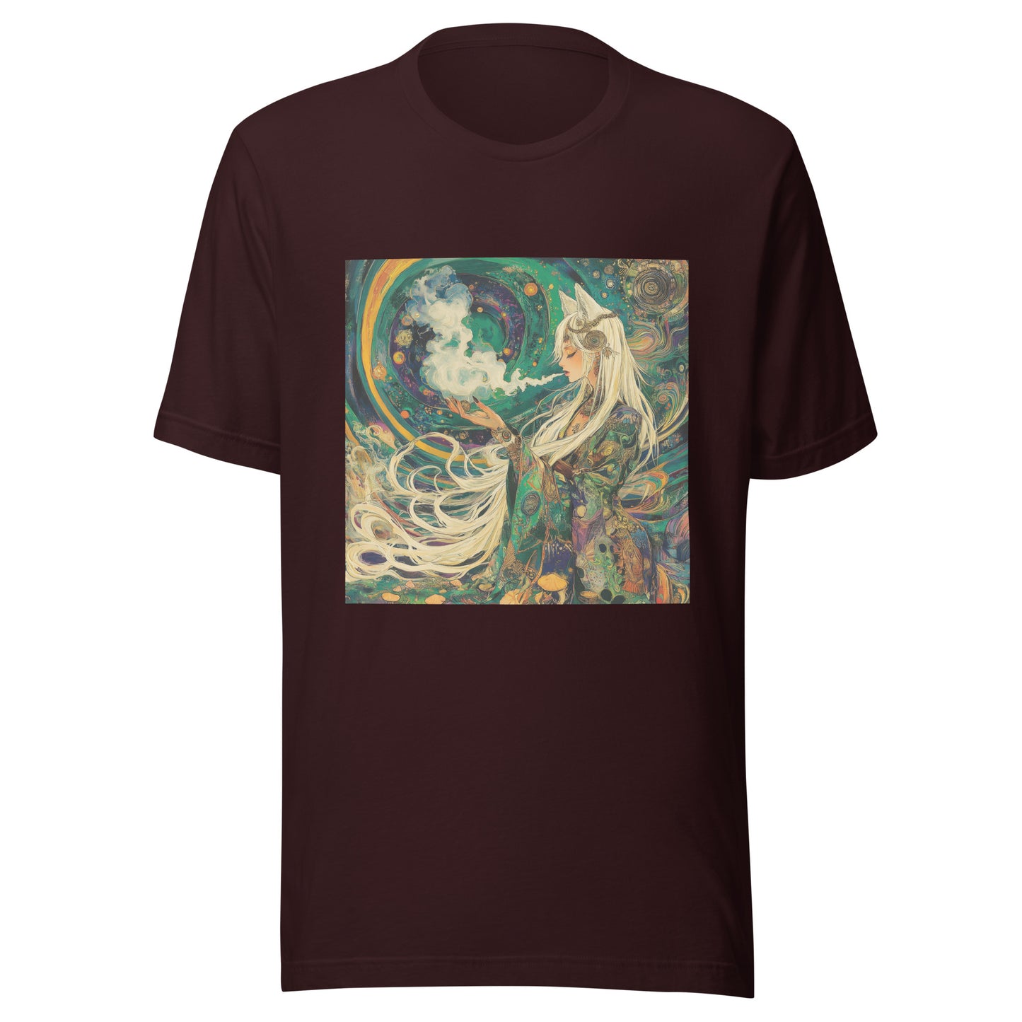 Akashic Neptune Dreamweaver Yokai Unisex Tee – White-Haired Fox Man Shaman Graphic T-Shirt