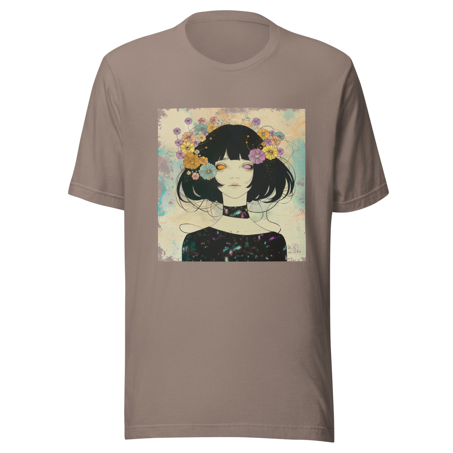 Sepia Avant Punk Girl Flower Headdress Unisex Tee