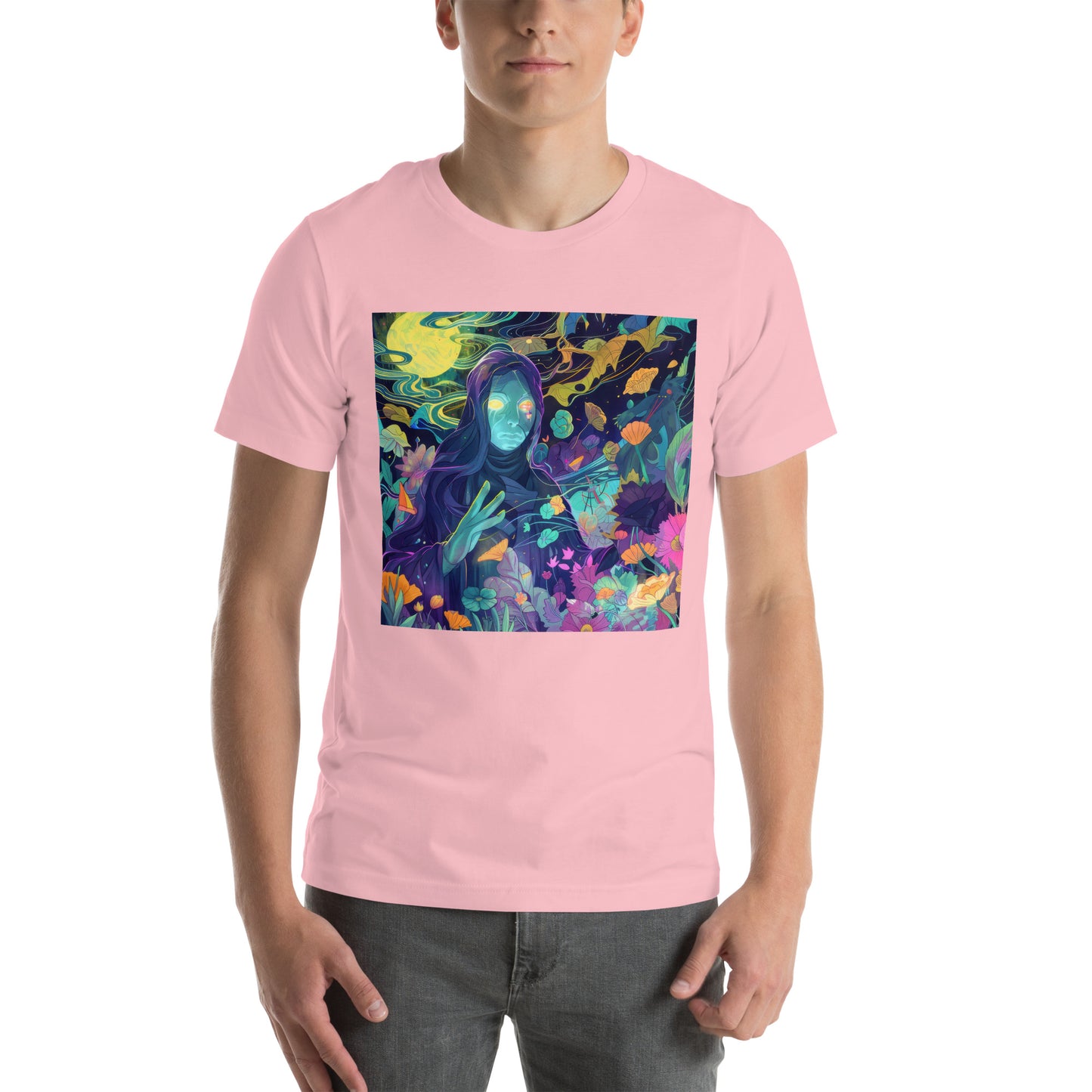 Cloaked Night Figure in Floral Garden Unisex Tee