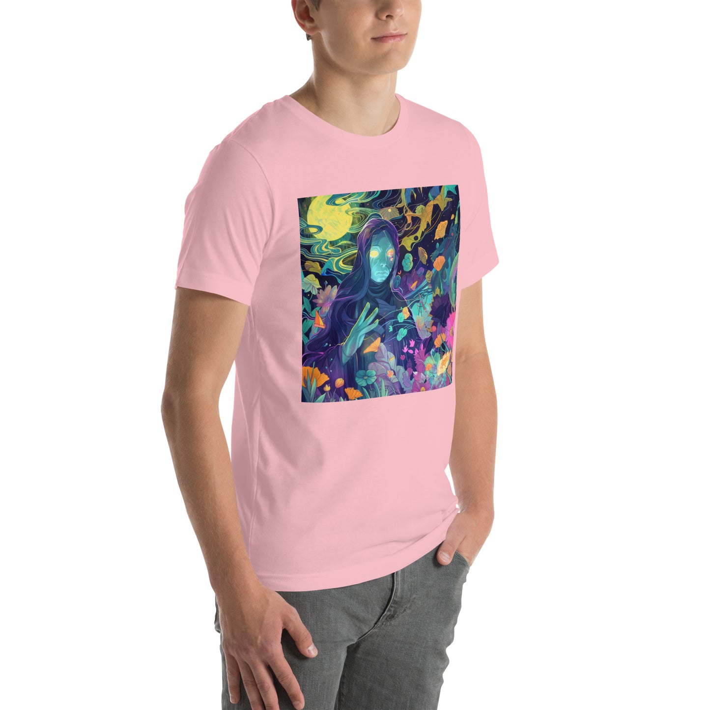 Cloaked Night Figure in Floral Garden Unisex Tee