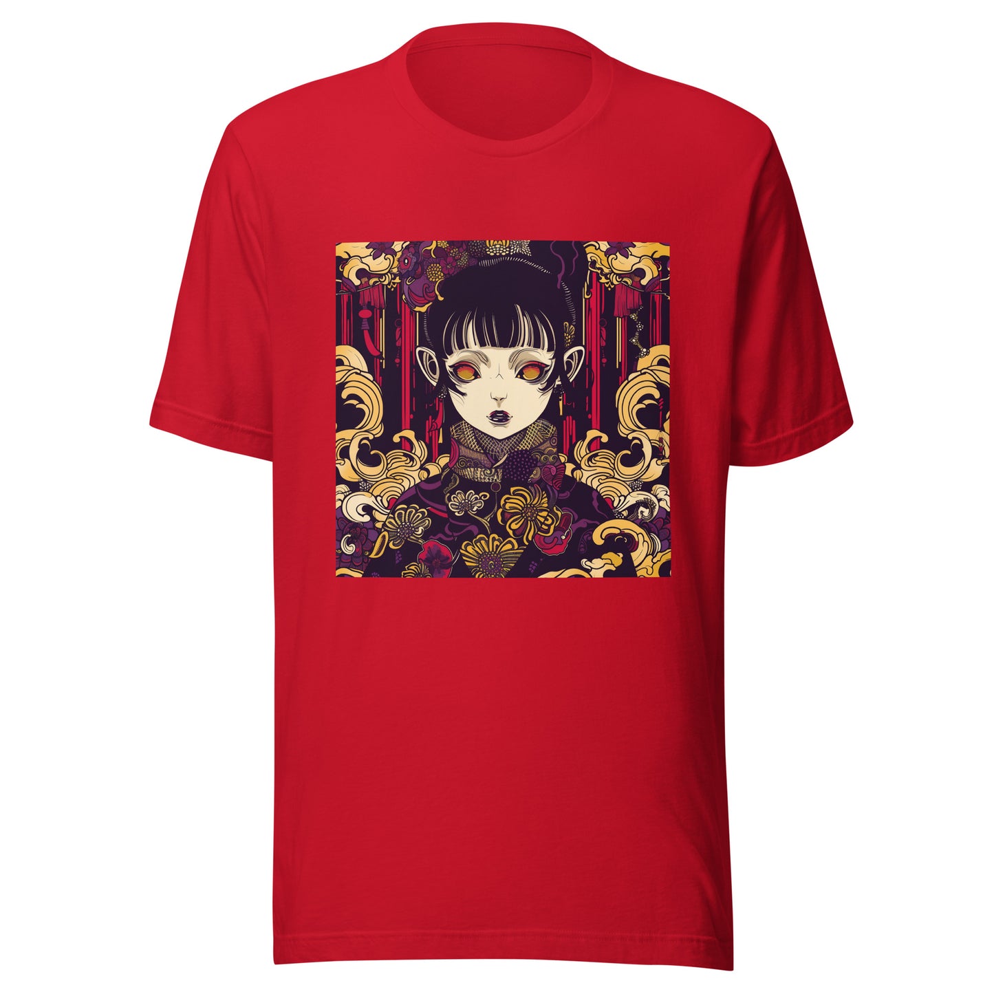 Brutalism Kimono Yokaish Purple Gold Red Unisex Tee