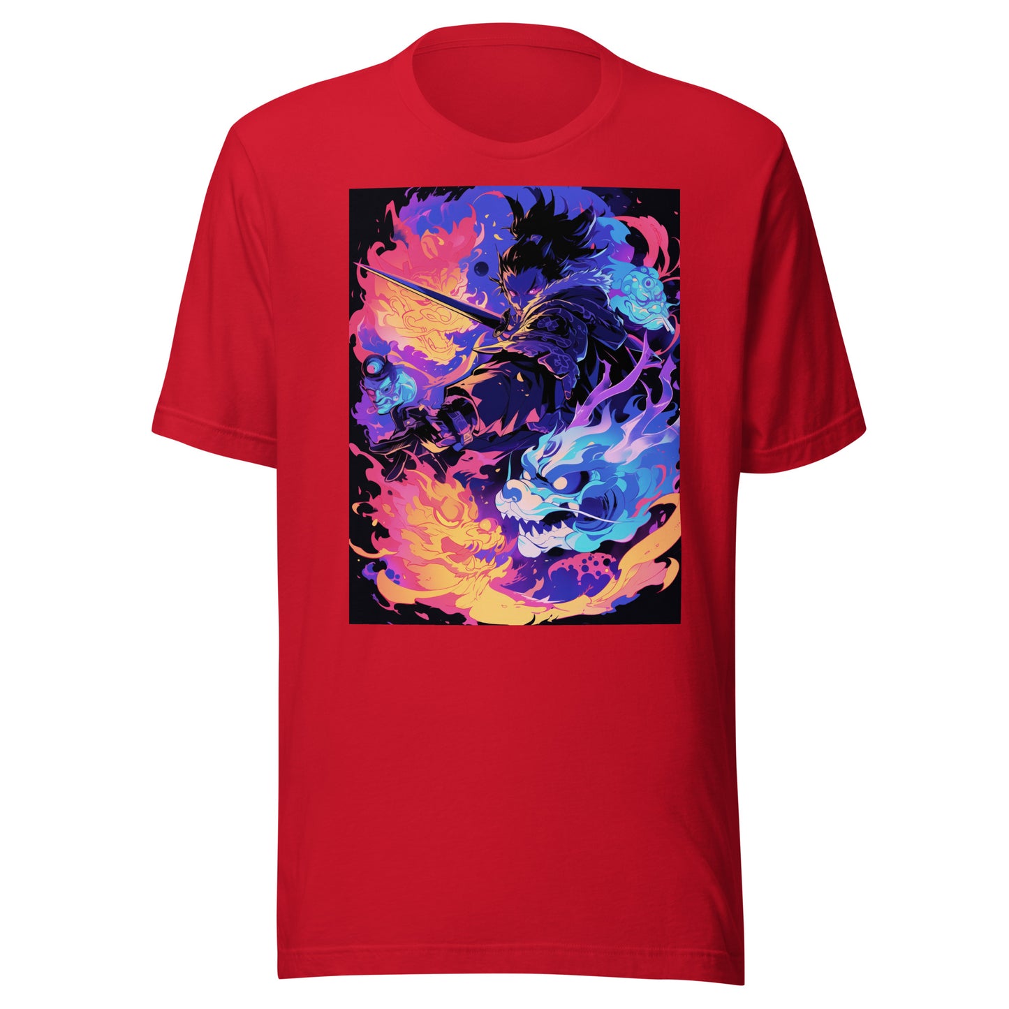 Yokai Element Genie Dragon Flame Sword Man Unisex Tee