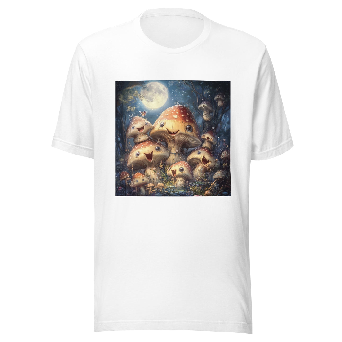 Glimmer Happy Shrooms In Enchanted Forest Moon Unisex Tee