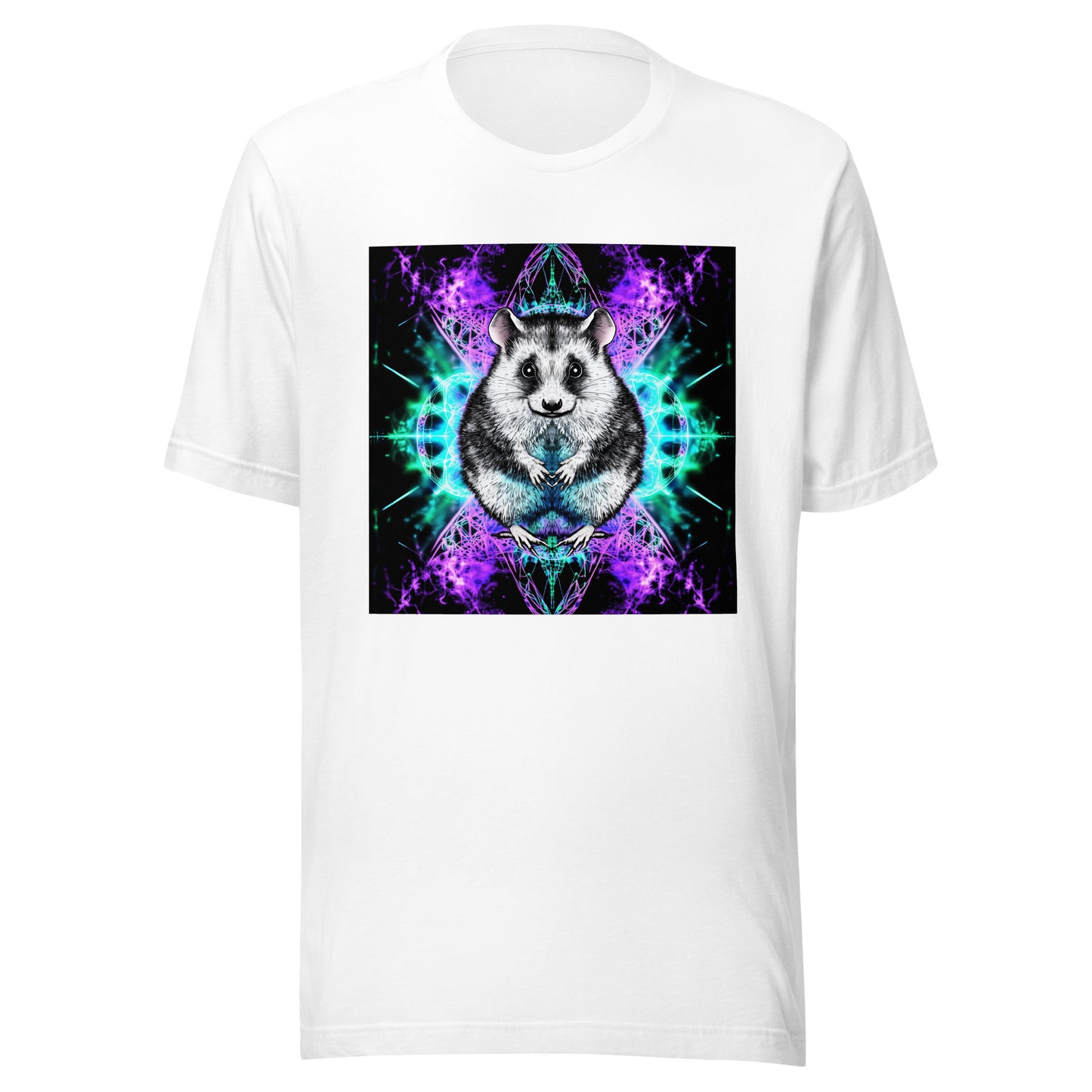 Purple Teal Opossum Fractal Reflection Festival Unisex Tee