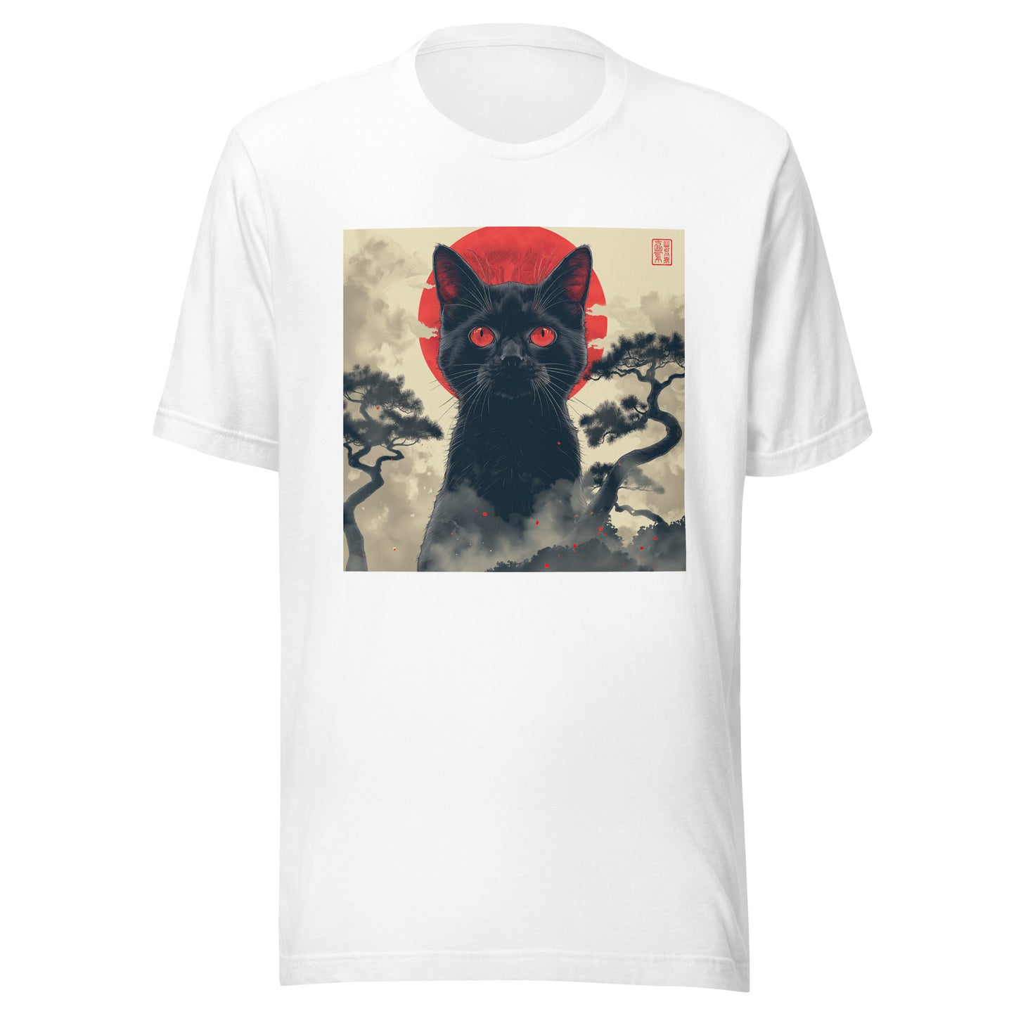 Cat Sepia Red Moon Unisex Tee