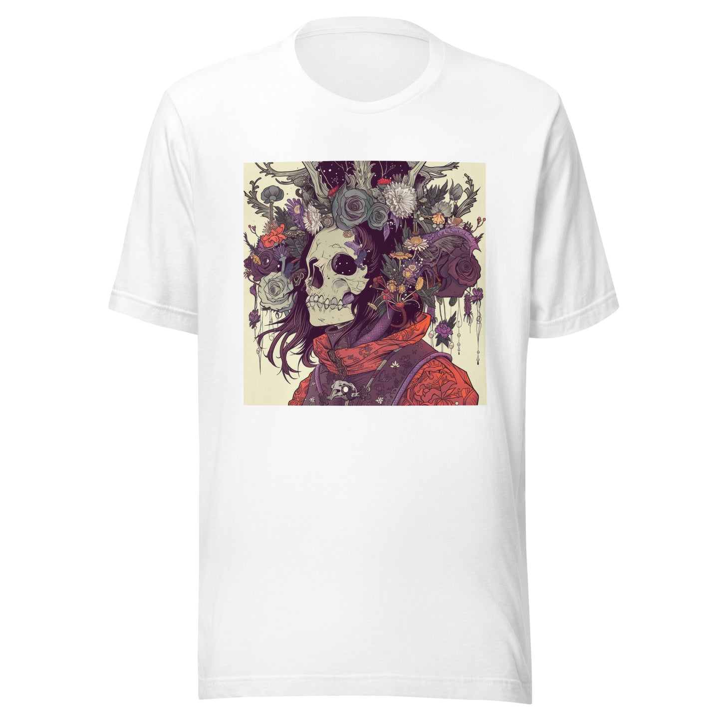 Skull Floral Sepia Warrior Tattoo Unisex Tee