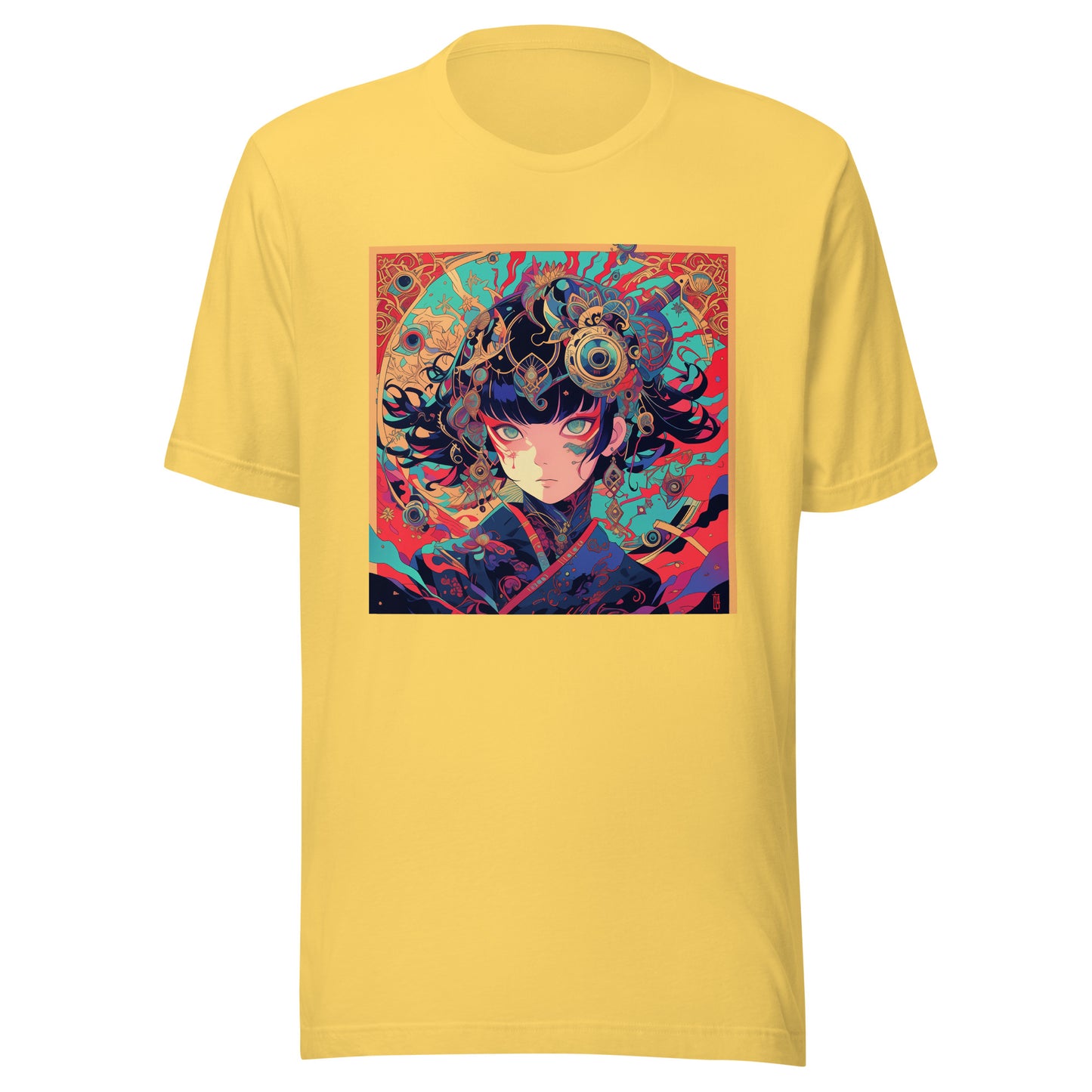 Red Fractal Kimono Anime Avant Lady hot colors Teal Moon Unisex Tee